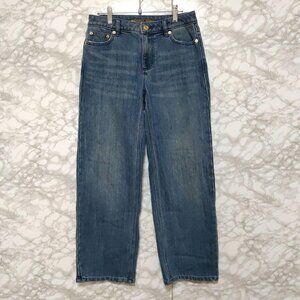 Ahica Loose Denim Pants Jeans with Distressed Detailing Blue